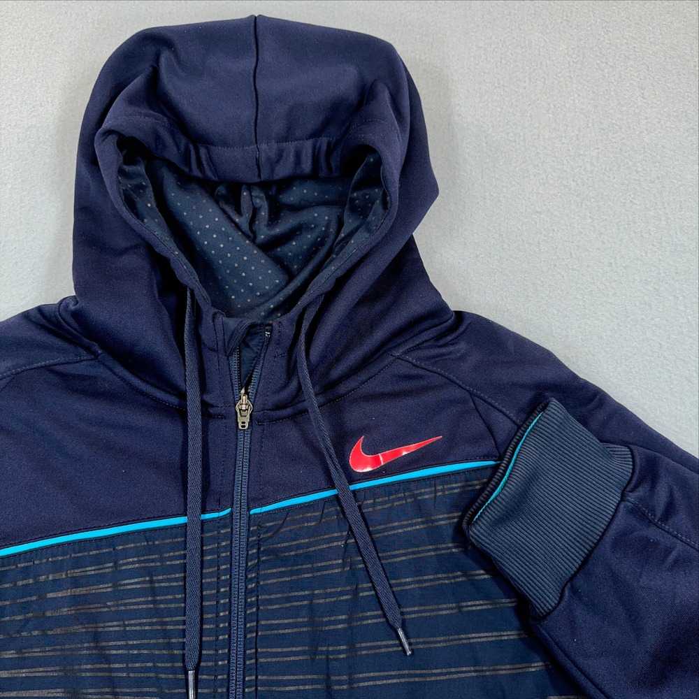 Nike Mercurial Mens Medium Navy Blue Full Zip Soccer Track Jacket Hoodie MVSF